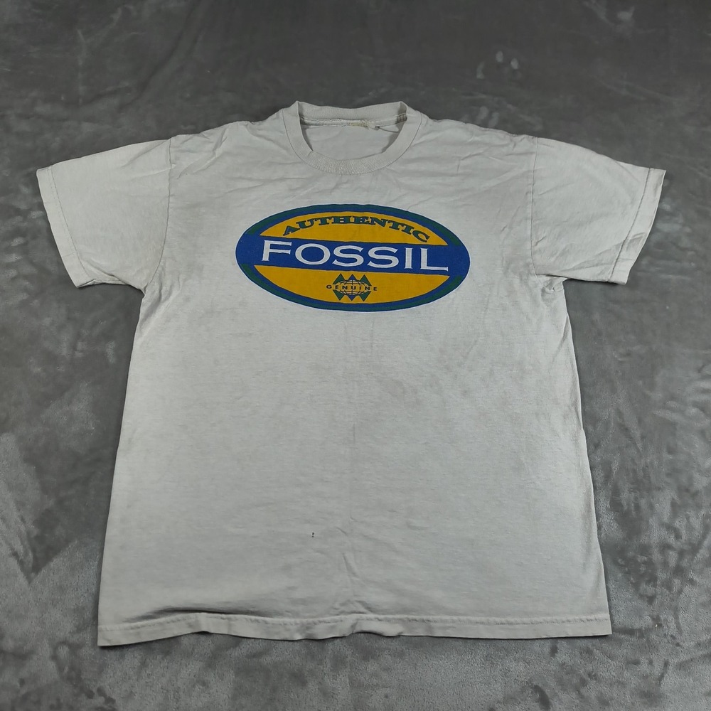 Vintage Fossil Watch Shirt Mens Medium‎ Large White Authentic Genuine 90s Y2k